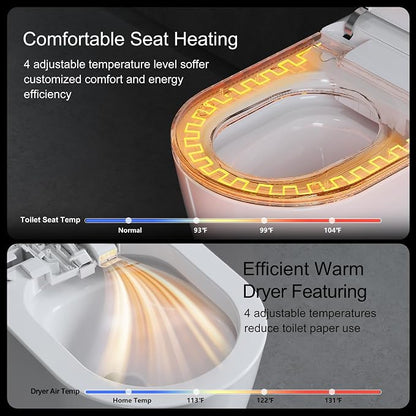 TDH Luxury Smart Toilet with Bidet Built in,Bidet Toilet with Instant Warm Water and Dryer,Foot Sensor Auto Flush & Night Light Smart Toilets LED Display