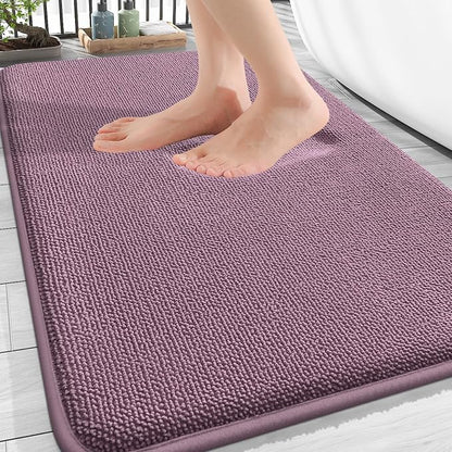 OLANLY Thick Memory Foam Bathroom Rugs 30x20, Absorbent Bath Mat, Deep Plum | Soft Quick Dry Bath Rugs, Non-Slip, Machine Washable Carpet for Bathroom Floor, Tub and Shower, Home Decor Accessories