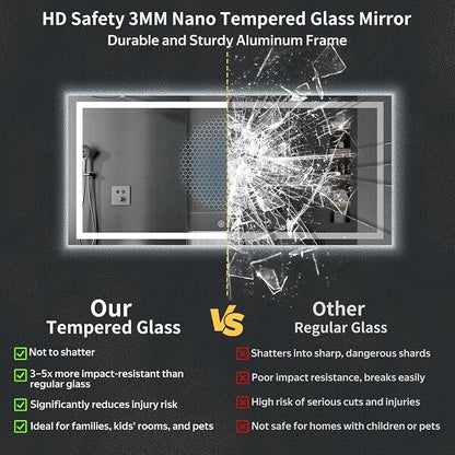 72"x32" LED Bathroom Mirror with Lights, Backlit+Frontlit, Anti-Fog | CRI 95, Stepless Dimmable, 3 Colors Lighting, Shatterproof Tempered Glass, HD Reflection, Memory, (Horizontal/Vertical)