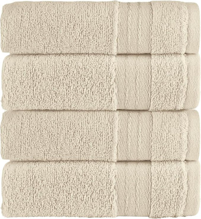Elegant Comfort Premium Turkish Cotton 4 Pack Hand Towel Set - 16 x 28 inch, Luxurious Hotel Spa Quality 100% Turkish Cotton 4PC Hand Towel Set - Highly Absorbent - Soft Bathroom Towels, Ivory