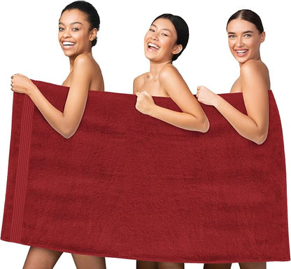 Elegant Comfort Premium Turkish Cotton 1 Piece Jumbo Bath Towel - 35 x 70 inch, Luxurious Hotel Spa Quality 100% Turkish Cotton Large Bath Towel - Highly Absorbent - Soft Bathroom Towel, Burgundy