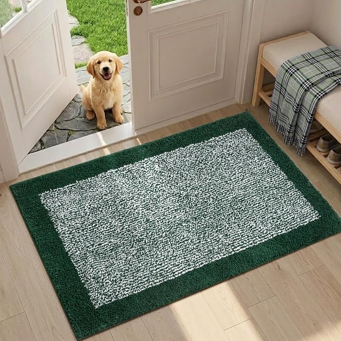 Bathroom Rugs 30x20 Non Slip Washable, Dark Green Bath Mat for Bathroom Floor Tub, Soft Absorbent Quick Dry Mats for Shower, Bathtub,Home Decor
