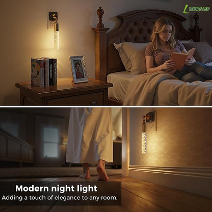 L LOHAS LED Night Lights Plug into Wall 2 Pack 0-100LM Dimmable Night Light | Rotating Night Lights with Light Sensor, 3000K Soft Light, LED Acrylic Bubble Nightlight Plug in for Bathroom Hallway