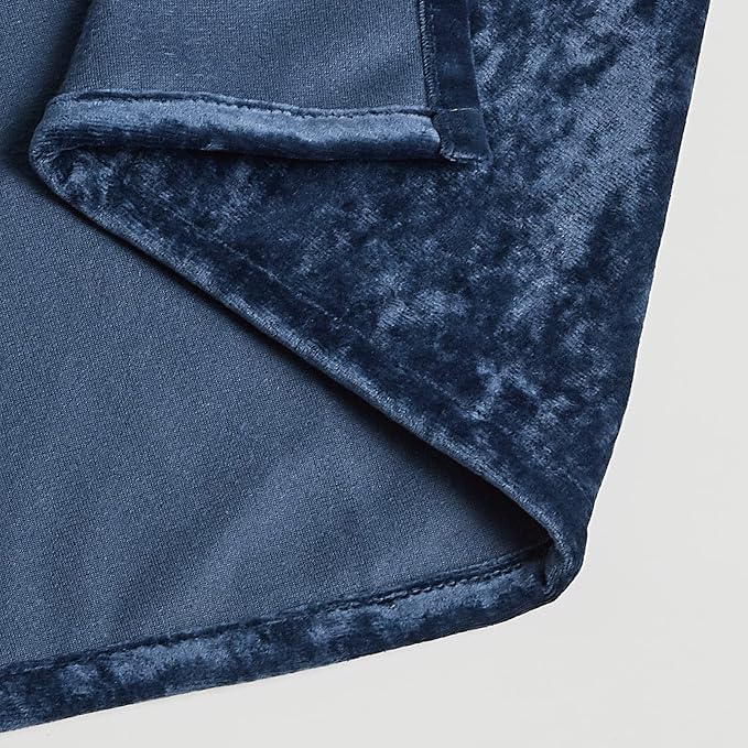 Fredsure Distressed Velvet Shower Curtain Set, 13 Pieces Navy Including 1 Piece 72"x72" Shower Curtain and 12 Pieces Silver Hooks