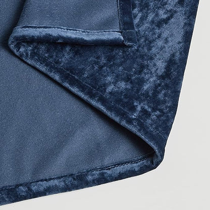 Fredsure Distressed Velvet Shower Curtain Set, 13 Pieces Navy Including 1 Piece 72"x72" Shower Curtain and 12 Pieces Silver Hooks
