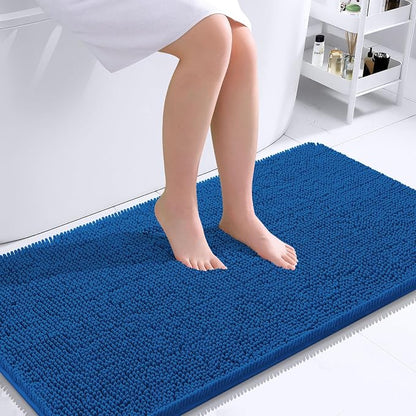 OLANLY Bathroom Runner Rugs 44x24, Soft Absorbent Chenille Bath Rugs, Rubber Backing Quick Dry, Machine Washable Long Bath Mats for Bathroom, Tub and Shower, Home Decor Accessories, Deep Navy Blue | Deep Navy Blue, Quick-Drying Rubber Backing, Machine ...