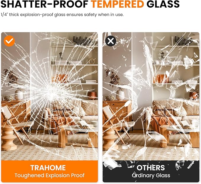 Bathroom Vanity Mirror for Wall, 30"x48" Bathroom Mirror for Over Sink | HD Shatterproof Glass, Rectangular Metal Frame, Horizontally or Vertically, Mirror for Bathroom, Living Room, Entryway(Black)