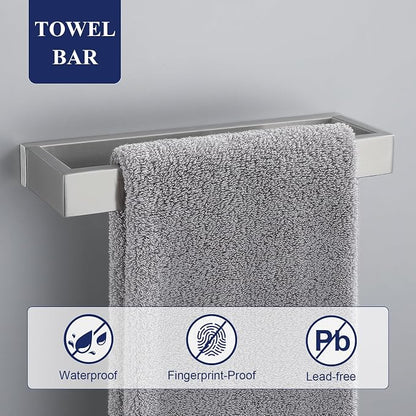 Brushed Nickel Bathroom Accessories, Toilet Paper Holder, Towel Bar & Hook | Lairuier 3 Pieces Bathroom Hardware Set, SUS304 Stainless Steel Towel Holder Set Toilet Paper Holder Robe Hook Wall Mounted