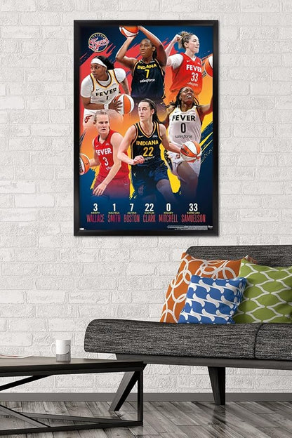 Trends International WNBA Indiana Fever -Team 24 Wall Poster, 34L x 22.4W, Black Framed Version