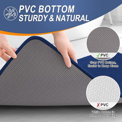 OLANLY Thick Memory Foam Small Bathroom Rug 24x16, Absorbent Bath Mat, Navy | Soft Quick Dry Bath Rugs, Non-Slip Carpet, Machine Washable Mat for Bathroom Floor, Tub and Shower, Home Decor Accessories