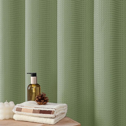 256GSM Cotton-Like Waffle Shower Curtain, Cream 72"x78" | with Weighted Hem & Rustproof Grommets - Soft, Quick-Dry & Water-Repellent, Perfect for Extra-Long Tubs, RVs, Apartments