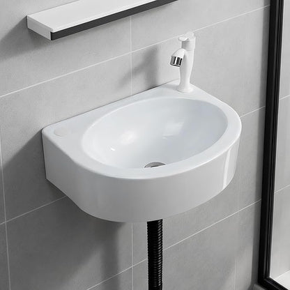 Wall Mount Bathroom Sink 17.7"x13.4" No-Drill Installation Self-Adhesive Wash basin with 1.26 Faucet Hole Bathroom Sinks Floating Vanity Sink for Lavatory Room Basin Plastic Rv Sink for Home Garage