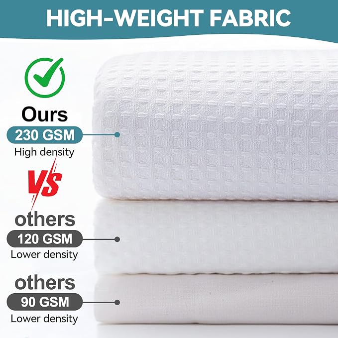 Extra Wide No Hook Waffle Weave Shower Curtain with Snap in Liner Set, 108" x 74" Hotel Luxury White Shower Curtains for Bathroom with See Through Top Window, Waterproof, Washable 108W x 74H