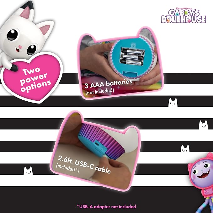 Lights By Night Squish'ems Gabby's Dollhouse Cakey Cat Night Light for Kids | 13 Color Modes and Dimmable Warm White Light for Kids Room, Nursery, and Bedroom, USB Powered with AAA Battery Option