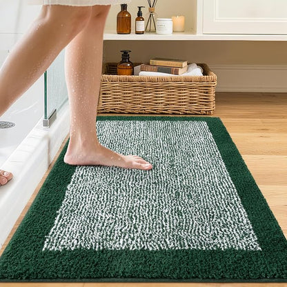 36x24 Large Bathroom Rugs Washable Non Slip, Dark Green Bath Mat for Bathroom Floor Tub, Soft Absorbent Quick Dry Mats for Shower, Bathtub,Home Decor