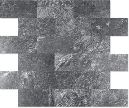 2026 New Upgrade Peel and Stick Backsplash Tile, Peel and Stick 11.34" X 11.57" Wall Tile for Kitchen, Bathroom, Fireplace, Laundry (Dark Rock, 10 Packs)