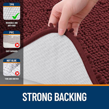 OLANLY Bathroom Rugs 30x20, Extra Soft Absorbent Chenille Bath Rugs | Andorra Red-Brown, Quick-Drying Rubber Backing, Washable Bath Mat for Bathroom Floor, Tub and Shower, Home Decor Accessories
