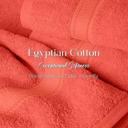 SUPERIOR Egyptian Cotton Ultra Plush & Absorbent, 3 Piece Set, Coral | Quick Dry, Soft Luxury Towel Set, Bath Essentials, Guest Bath, Spa, 1 Bath, 1 Hand, 1 Face Towels, Madeline Towels
