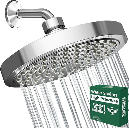 Winthorpe Water Saving Shower Head, High Pressure Showerhead with Widespread Coverage, Easy Installation, Modern Design, Low Flow Eco Mode, 90 Water Jets - Chrome