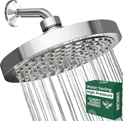 Winthorpe Water Saving Shower Head, High Pressure Showerhead with Widespread Coverage, Easy Installation, Modern Design, Low Flow Eco Mode, 90 Water Jets - Chrome