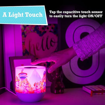 Lights By Night PAW Patrol Color Changing Kids Bedside Lamp, Touch Control | Night Light for Kids, 12 Color Modes and Dimmable Warm White Light for Kids Room, Nursery, and Bedroom, USB Powered