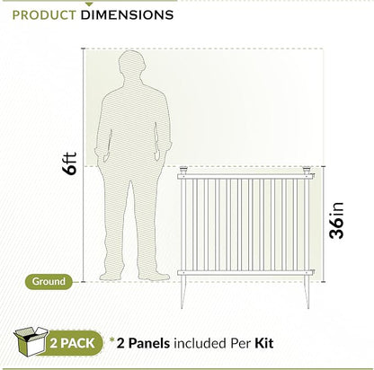 Zippity Baskenridge Picket Fence Panels, White Vinyl DIY No Dig Kit | 3ftH x 3.5ftW, 2 Panels, Garden Border Yard Fencing, ZP19037