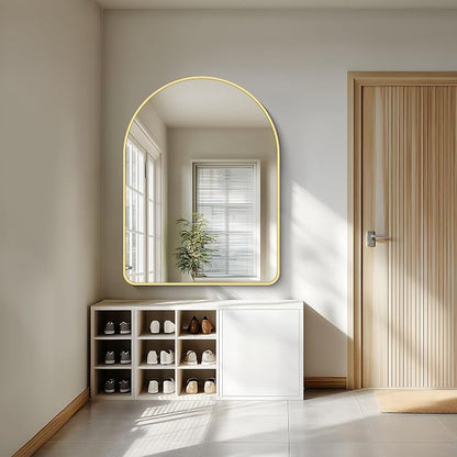 FORBATH Large Arched Wall Mirror 48x36 Inch, Gold Arch Bathroom Mirror with Aluminum Frame, Arched Mirror for Dresser, Fireplace,Entryway,Home Decor,Hanging or Leaning Against Wall