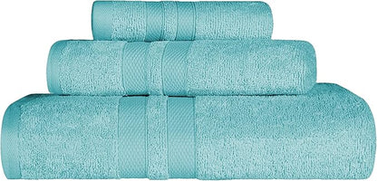 Superior Ultra-Soft 3-Piece Cotton Bath Sheet Set, Perfect for Bathroom Decor, Shower, Spa, Gym, Guest Room, Home Essentials, Daily Use, Soft, Absorbent, Oversized Body Towels - Cyan