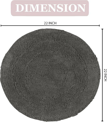 Home Weavers Radiant Collection 100% Cotton Bathroom Rugs Set, Bathroom Décor, Washable Rug, Extra Soft and Absorbent Bath Rug, Kitchen Mat, Bath Mat Set, Bath Floor Mat Non Slip, 22" Round, Gray