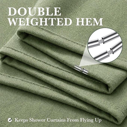 Sage Green Linen Shower Curtain Farmhouse Bathroom Decor 72x84 In | Boho Bathroom Decor,12 Sturdy Stainless Steel Sliding Hangers,Rustic Country Style,Linen Shower Curtains for Bathroom