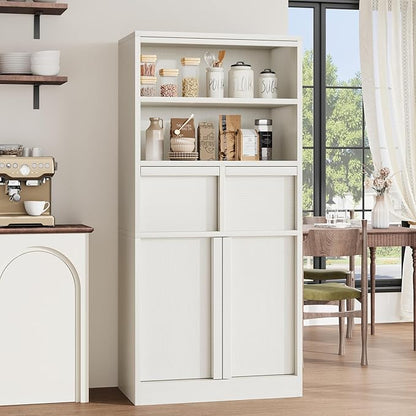 GAOMON 51" Tall Bathroom Storage Cabinet, Floor Cabinet with Doors & 2 Drawers, Organizer Cabinet Freestanding for Bathroom, Living Room, Kitchen & Pantry, White