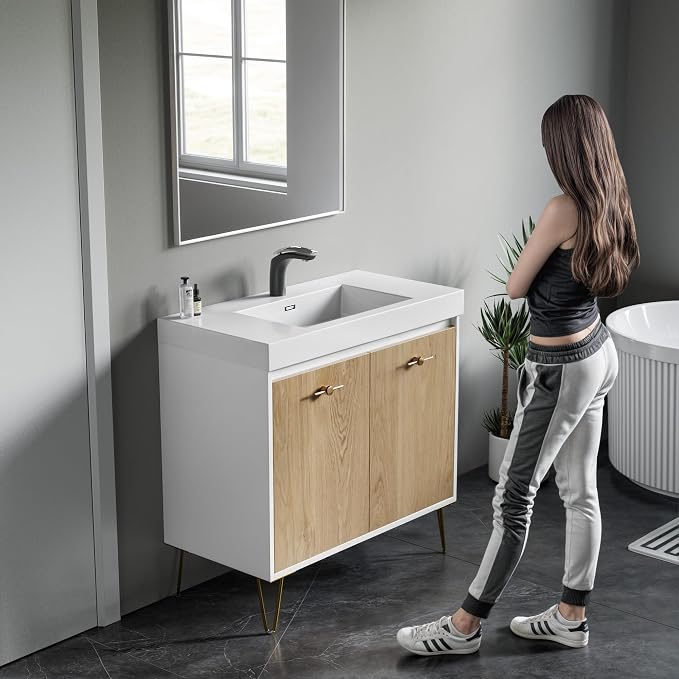 Dowell 36" Bathroom Sink,Single Bowl Vanity Basin,Rectangular Drop-In Bathroom Sink with Overflow,White-000 3618BP