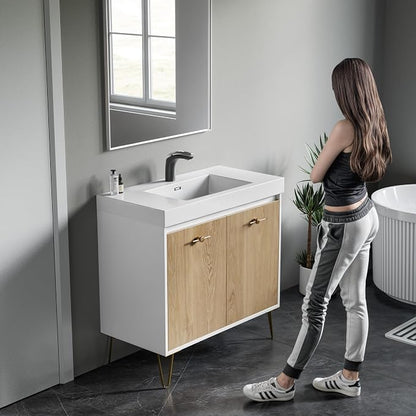 Dowell 36" Bathroom Sink,Single Bowl Vanity Basin,Rectangular Drop-In Bathroom Sink with Overflow,White-000 3618BP