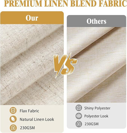 Beige Linen Shower Curtain Cream Boho Farmhouse 60" W x 72" L | Linen Fabric, Boho Farmhouse, Woven Texture, Natural Cloth, Elegant Drape, Washable, Shower Curtain for Bathroom Bathtub