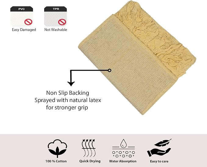 Home Weavers Bell Flower Collection 100% Cotton Tufted Bath Rugs, Extra Soft and Absorbent Bath Rugs, Non-Slip Bath Mats, Machine Washable, Bath Mats for Bathroom Floor, 21"x34" Rectangle, Yellow