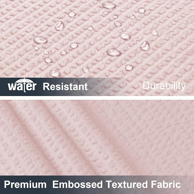 Pink Shower Curtain for Bathroom 72x72 Inch, 3D Embossed Textured Waffle Fabric Shower Curtains, Soft Hotel Farmhouse Style, Water Repellent, Machine Washable, Pink, 72" W x 72" L
