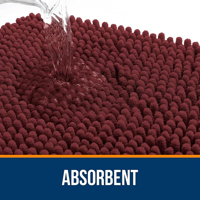 OLANLY Large Bathroom Rugs 47x32, Extra Soft Absorbent Chenille Bath Rugs | Andorra Red-Brown, Quick-Drying Rubber Backing, Washable Bath Mat for Bathroom Floor, Tub and Shower, Home Decor Accessories