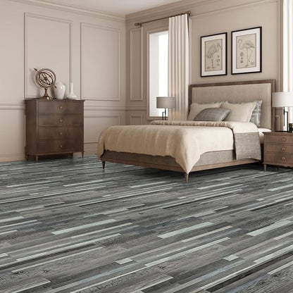 Art3d Wood Texture Peel and Stick Vinyl Floor Planks, 36-Pack, Grey | Cover 54 sq.ft, Waterproof, Self-Adhesive, Scratch Resistant, Premium Vinyl, Ideal for Bedroom, Living Room, Kitchen, RV