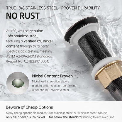 KES Bathroom Sink Drain with Strainer Basket Hair Catcher Anti Clog Pop Up Drain Stopper Vanity Vessel Sink without Overflow, Oil Rubbed Bronze S2013D-ORB