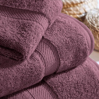 SUPERIOR Egyptian Cotton Ultra Plush & Absorbent, 3 Piece Set, Plum | Quick Dry, Soft Luxury Towel Set, Bath Essentials, Guest Bath, Spa, 1 Bath, 1 Hand, 1 Face Towels, Madeline Towels
