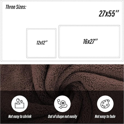 MOONQUEEN Ultra Soft Microfiber Coral Velvet Towel Set - Quick Drying, 2 Bath Towels, 2 Hand Towels, 2 Washcloths - Wood Brown, 6 Pcs