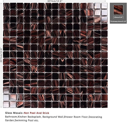 11.5 sq.ft Pruple Glass Mosaic Tile for Bathroom, Pool, Kitchen Backsplash | Waterproof Wall & Floor Tile. Heat & frost resistant outdoors. Mesh-mounted easy install. Use any grout. Easy clean. 10pcs.