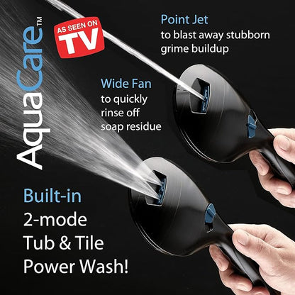 AquaCare 50-mode High Pressure Shower Head Combo with Arm & Dual Power Wash | Hygienic Jets, 2-mode Handheld Power Wash for Tub, Tile & Pets, Long 6 ft. Stainless Steel Hose, Extra Wall Bracket / Bronze