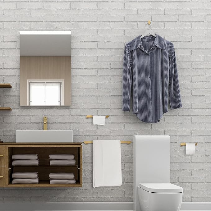 Globe Electric 63000011 4-Piece Bathroom Hardware Accessory Kit, Matte Brass, Towel Bar, Toilet Paper Holder, Towel Ring, Robe Hook, Home Decor, Bathroom Set, Kitchen Décor, Design Essentials