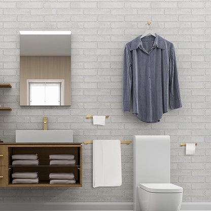 Globe Electric 63000011 4-Piece Bathroom Hardware Accessory Kit, Matte Brass, Towel Bar, Toilet Paper Holder, Towel Ring, Robe Hook, Home Decor, Bathroom Set, Kitchen Décor, Design Essentials