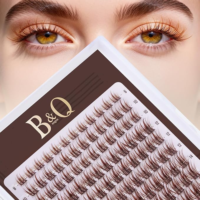 B&Q Brown Lash Clusters Natural Lash Clusters for Light Hair, Reusable MochaLash Cluster Eyelash Extensions Soft Brown False Eyelashes Comfortable Eyelash Clusters Perfect for Occasions（MochaLash 02）