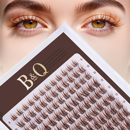 B&Q Brown Lash Clusters Natural Lash Clusters for Light Hair, Reusable MochaLash Cluster Eyelash Extensions Soft Brown False Eyelashes Comfortable Eyelash Clusters Perfect for Occasions（MochaLash 02）