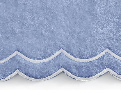 Peri Home 100% Cotton Hand Towel, 16" x 27", Blue with White Scallop, 1-Pc | Bathroom, Embroidered, Soft & Absorbent
