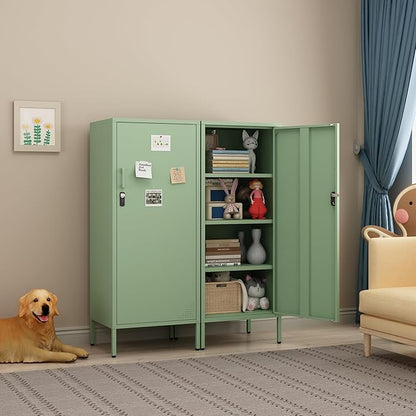 Metal Lokcer Cabinet (Green, 19.69" D x 15.75" W x 49.21" H)