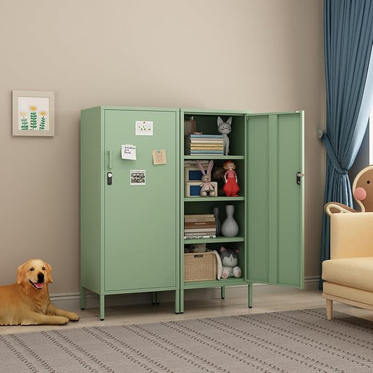 Metal Lokcer Cabinet (Green, 19.69" D x 15.75" W x 49.21" H)